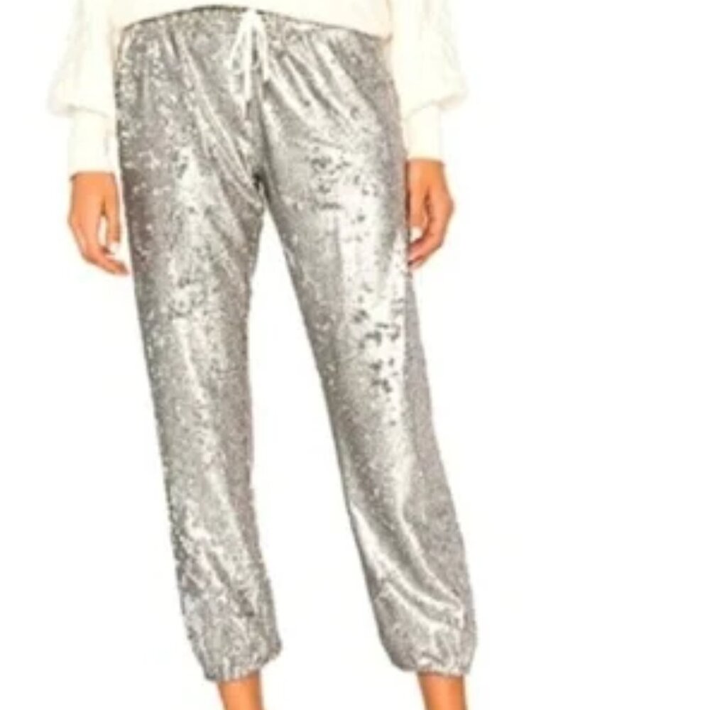 NWT David Lerner Silver Sequin Jogger Pant - Picture 13 of 16